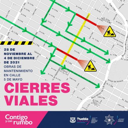 Cierran calles del Centro Histórico de Puebla por obras
