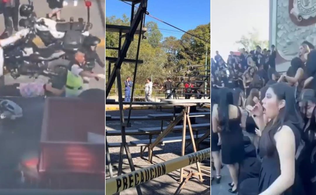 Colapsa grada en graduación de la UV y deja 18 estudiantes lesionados | Foto: RRSS