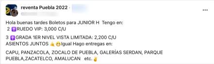 Concierto de Junior H en Puebla, ya hay reventa de boletos en redes