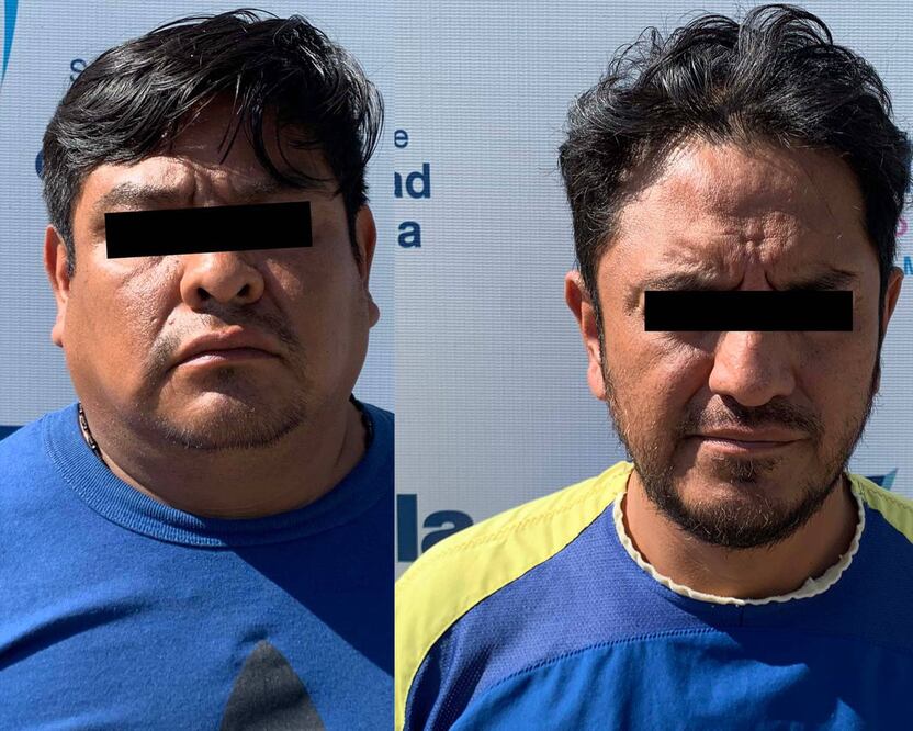 Pie de foto: Alejandro N. y Roberto N., fueron arrestados por el delito de extorsión | Foto: SSC Puebla