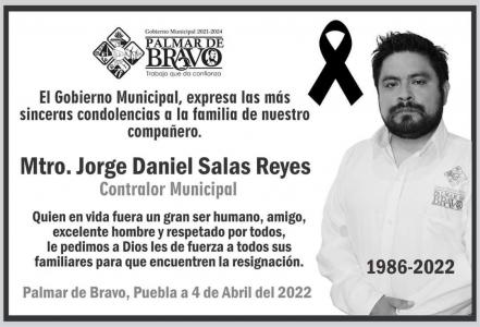 Muere contralor de Palmar de Bravo en Jardines de San Manuel