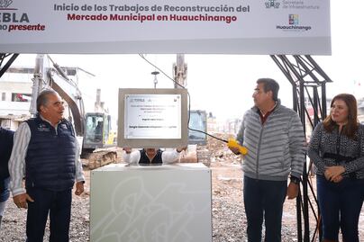 Sergio Salomón encabeza el arranque de las obras de reconstrucción del mercado municipal de Huauchinango