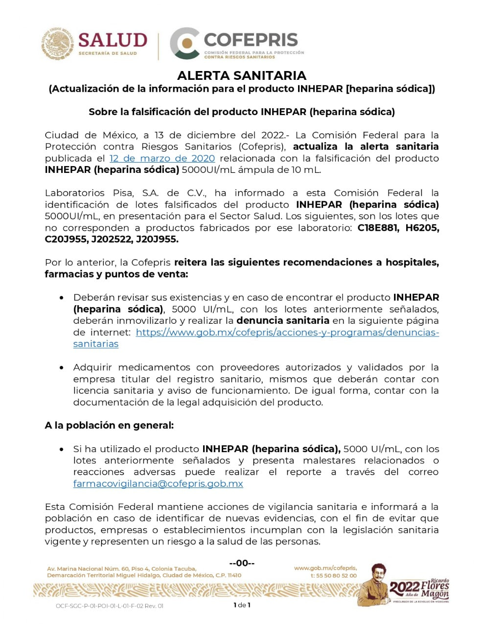 Foto: Cofepris