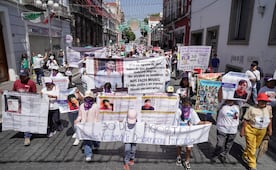 Madres buscadoras marchan en Puebla por el Día Internacional de las Víctimas de Desapariciones Forzadas
