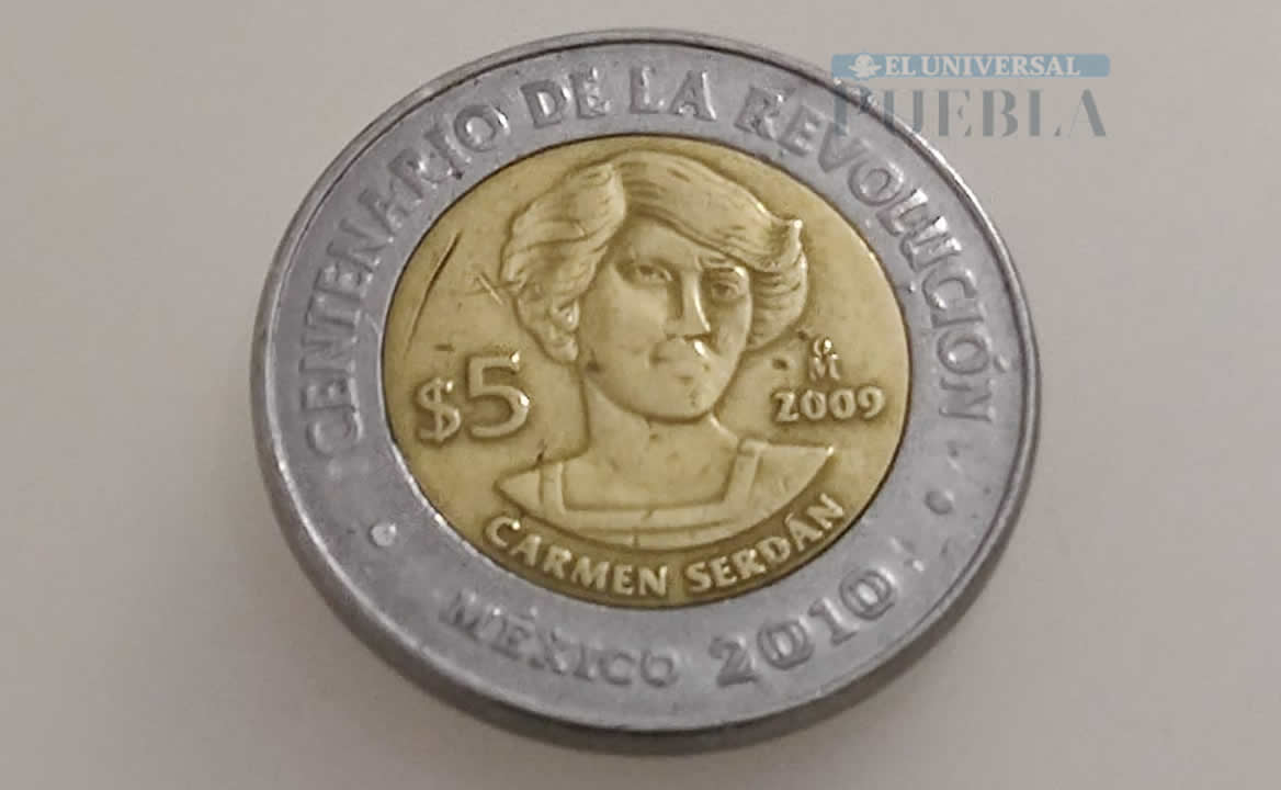 Cuánto vale la moneda de 5 pesos de la revolucionaria poblana Carmen Serdan