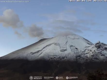 Monitoreo del volcán Popocatépetl, 4 de junio 2021