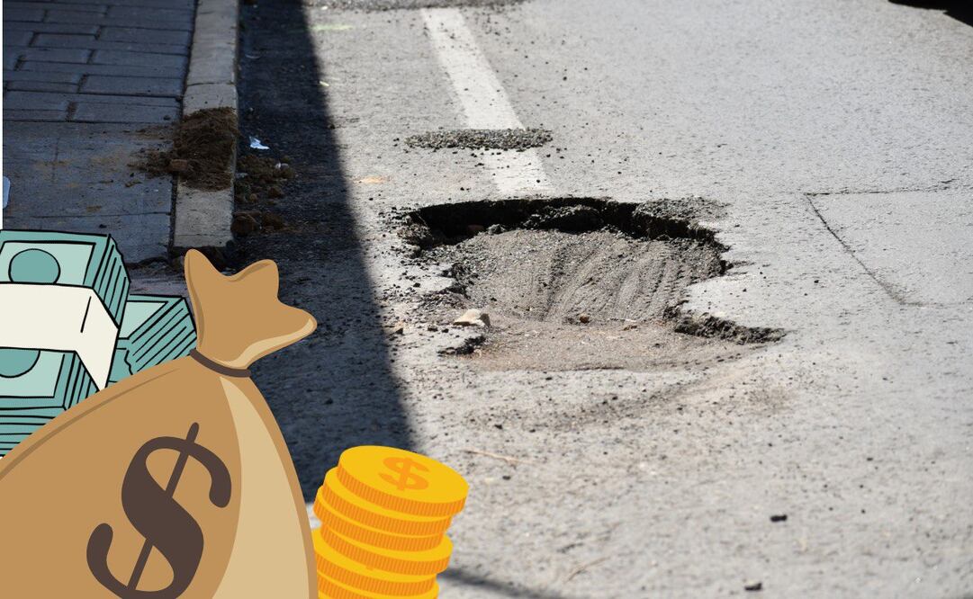 Los baches son el principal motivo de daño en las llantas | Foto: EsImagen y Canva