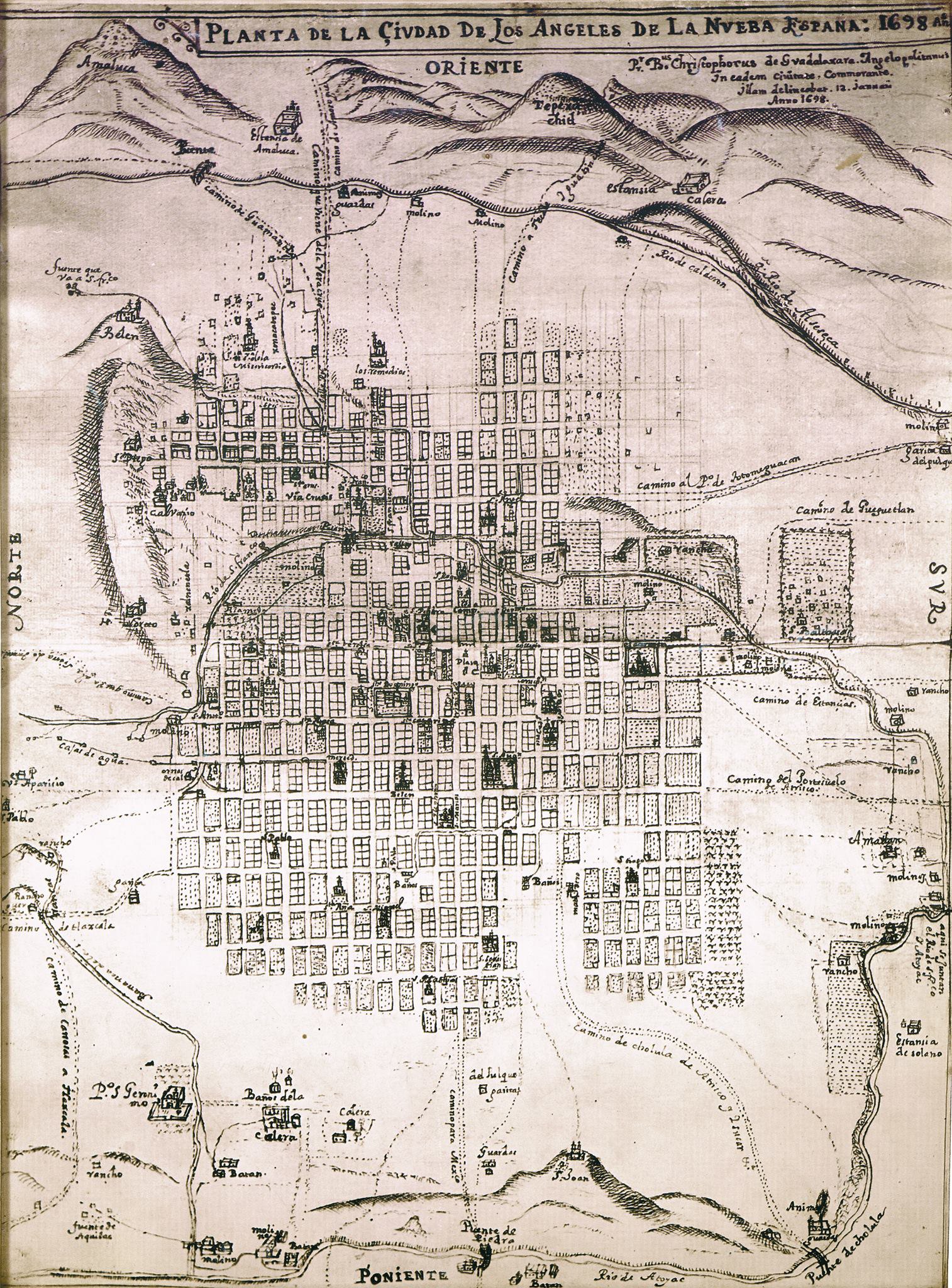 Este mapa es el más antiguo de Puebla | Foto: Facebook Gustavo Velarde Tritschler/Puebla Antigua