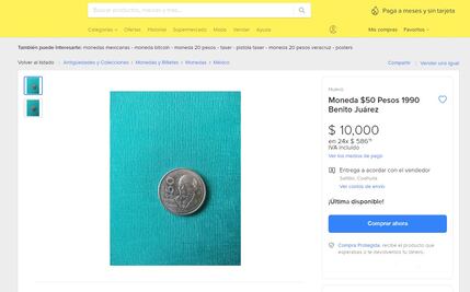 Coleccionista pide 10 mil pesos por moneda antigua de 50 pesos con Benito Juárez