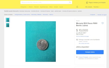 Coleccionista pide 10 mil pesos por moneda antigua de 50 pesos con Benito Juárez