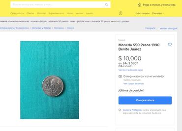 Coleccionista pide 10 mil pesos por moneda antigua de 50 pesos con Benito Juárez