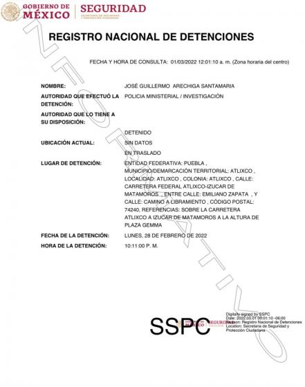 Detienen a Guillermo Aréchiga, exsecretario de Movilidad y Transporte de Puebla