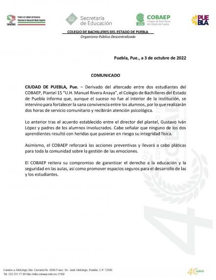 Tras pelea viral, Cobaep sanciona a alumnos del plantel 15
