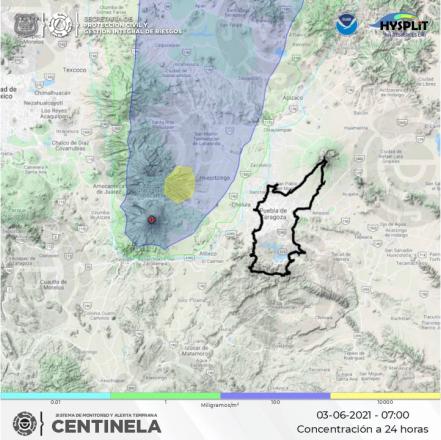 Monitoreo del volcán Popocatépetl, 3 de junio del 2021