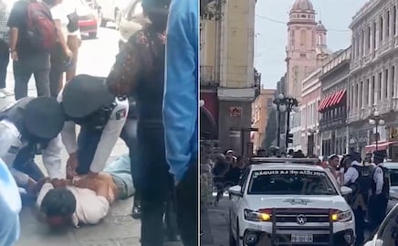 VIDEO | Hombre arroja thinner a peatón en pleno Centro Histórico de Puebla