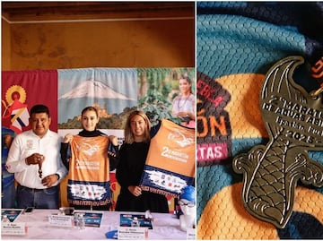 Presentan la playera y medalla oficiales del Segundo Maratón de Aguas Abiertas en la Laguna de San Juan Epatlán