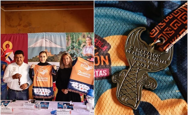 Presentan la playera y medalla oficiales del Segundo Maratón de Aguas Abiertas en la Laguna de San Juan Epatlán