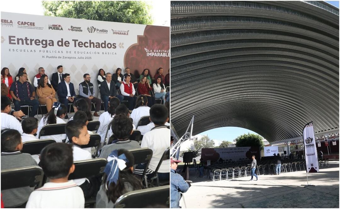 Con la entrega de estos techados, miles de estudiantes podrán complementar su formación académica | Foto: Ayuntamiento de Puebla