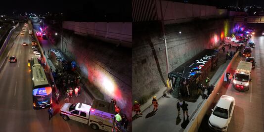 Autobús de Estrella Roja se vuelca con 30 pasajeros en el Periférico