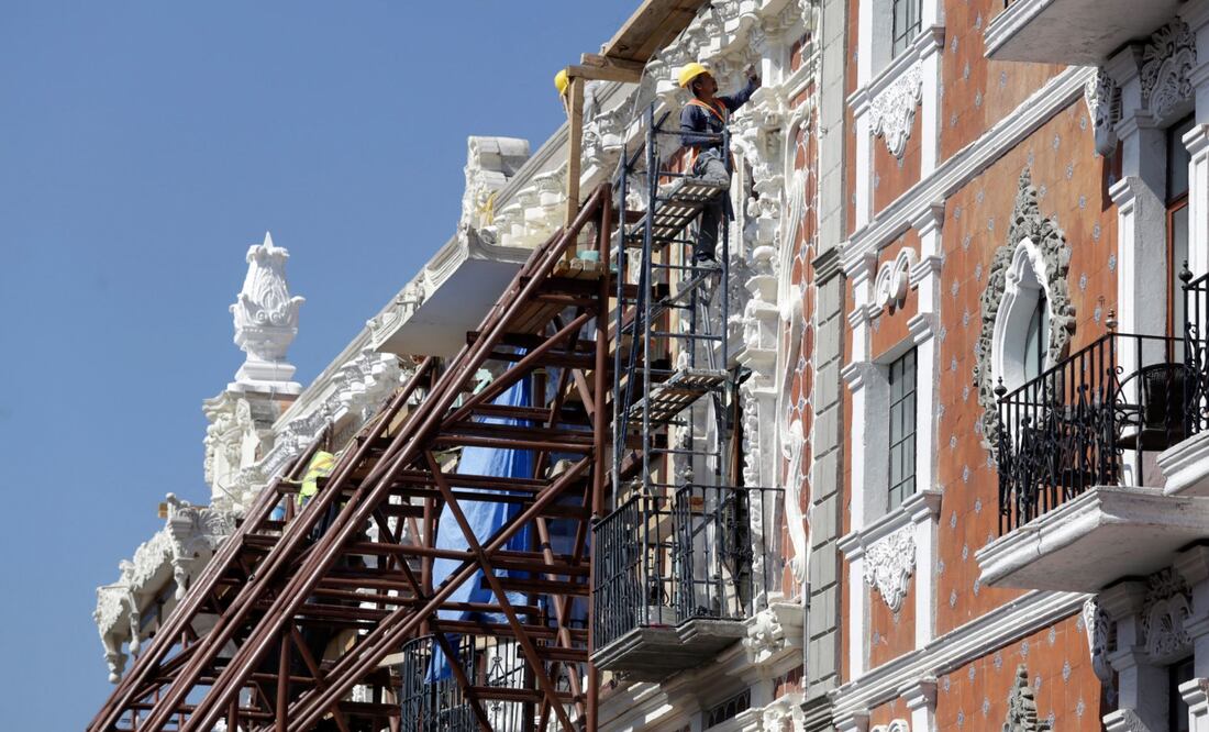 Obras en el centro histórico de Puebla. Foto: Cuartoscuro