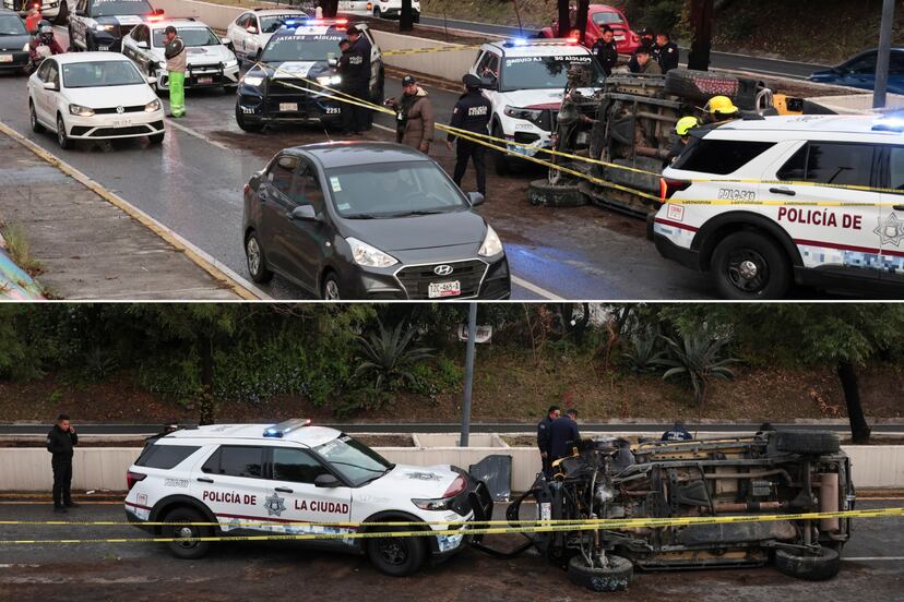 Hombre muere tras chocar y volcar su Jeep en la Recta a Cholula