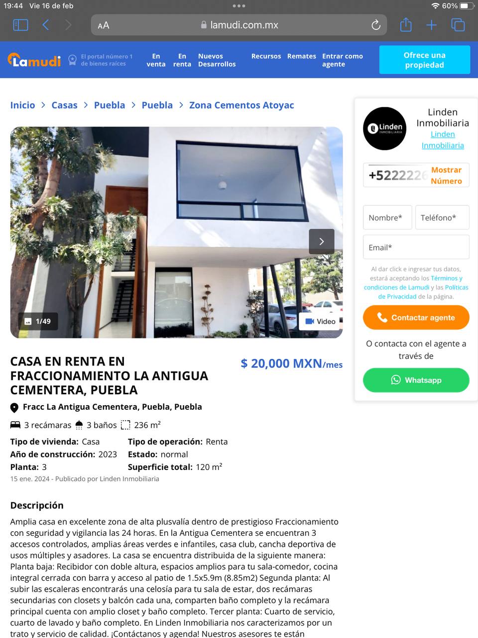 Conoce cuánto cuesta rentar una casa o departamento en Puebla | Redes sociales