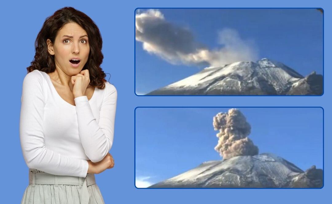 Este viernes 25 de abril volvió a despertar el volcán Popocatépetl con una explosión | Fotos: Video Cenapred / Canva