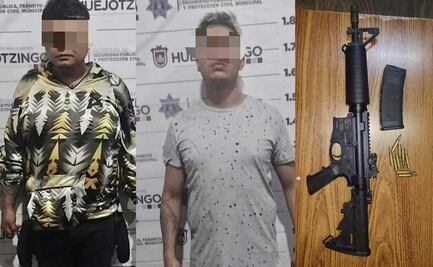 Detienen a dos hombres por disparar arma de grueso calibre en Huejotzingo