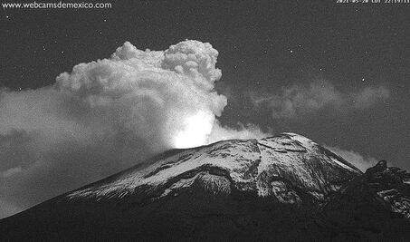 Monitoreo del volcán Popocatépetl hoy 21 de mayo 2021