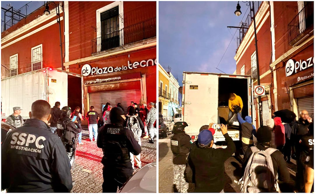 En operativo, aseguran 14 locales de la Plaza de la Tecnología en el centro de Puebla | Foto: Gobierno de Puebla.