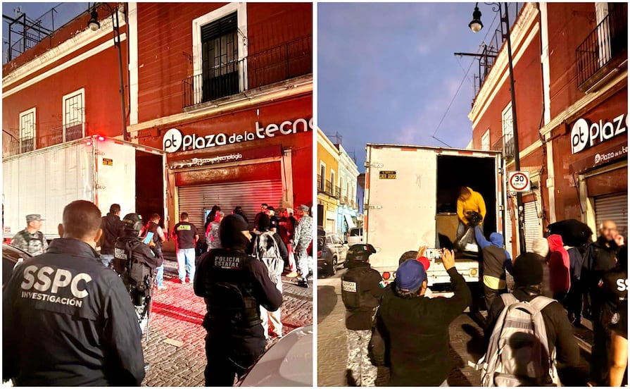 En operativo, aseguran 14 locales de la Plaza de la Tecnología en el centro de Puebla