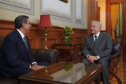 Sergio Salomón Céspedes Peregrina se reúne con AMLO para abordar temas de Puebla