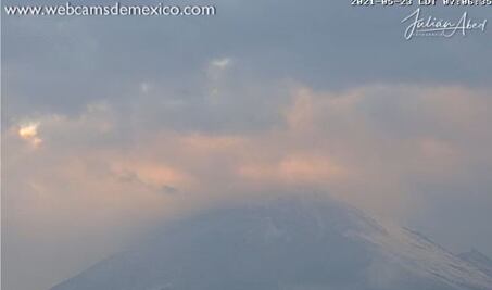 Monitoreo del volcán Popocatépetl, 23 de mayo 2021