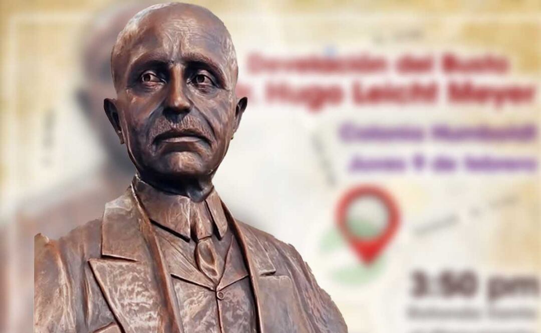 El busto del historiador Hugo Leicht fue obra del escultor Tizoc Ramos | Foto: David Ramírez Huitrón