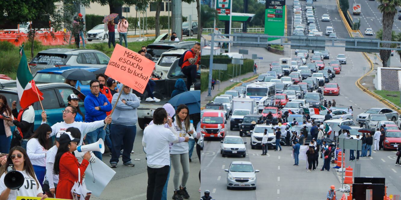 Empleados del Poder Judicial realizaron una manifestación sobre la Vía Atlixcáyotl / Foto: EsImagen