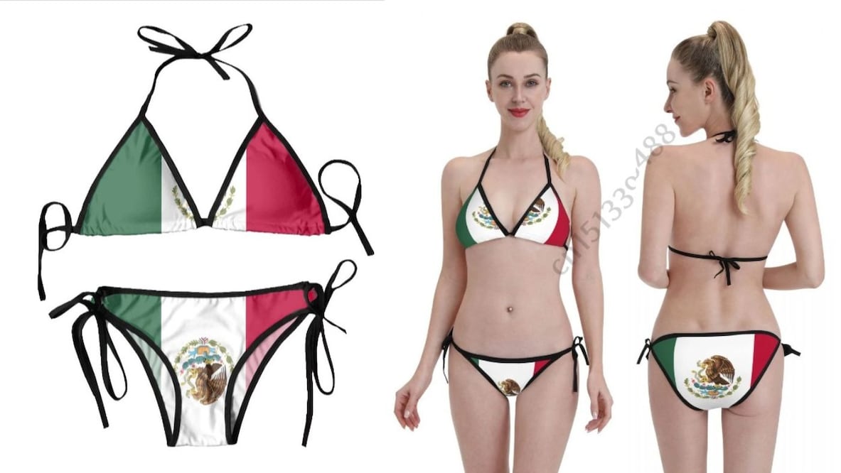 Chinos diseñan bikinis sexis con la bandera de México; ponen el escudo de cabeza