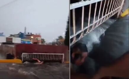 En transmisión en vivo reportero poblano salva a indigente de morir ahogado