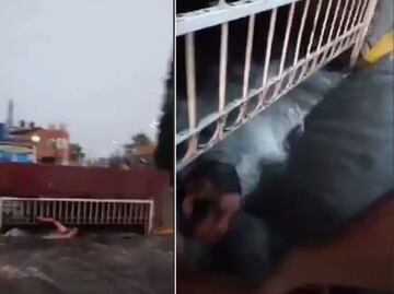 En transmisión en vivo reportero poblano salva a indigente de morir ahogado