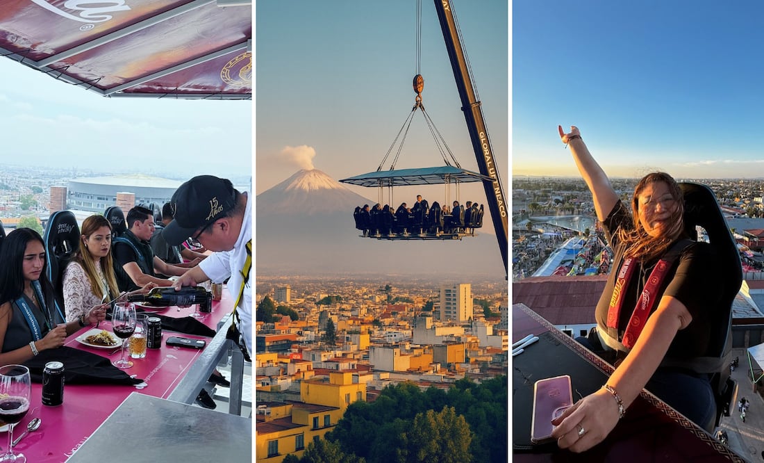 Puedes cenar a 40 metros de altura en Puebla | Foto: FB Dinner in the Sky Mexico