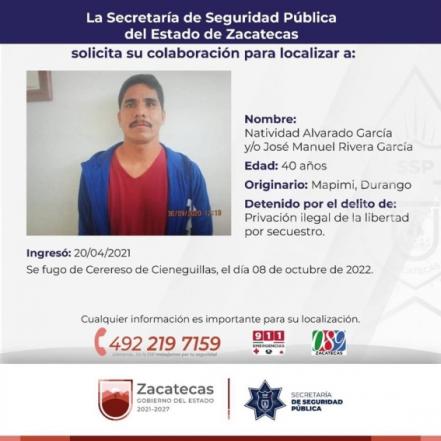 Emiten fichas de búsqueda de los 7 reos que se fugaron del penal de Cieneguillas en Zacatecas