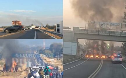 Bloquean ambos sentidos de la autopista Puebla-Tlaxcala por conflicto entre obreros