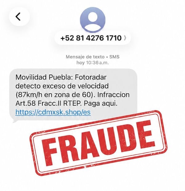 Gobierno estatal alerta sobre mensajes fraudulentos de multas por exceso de velocidad | Foto: Gobierno de Puebla.