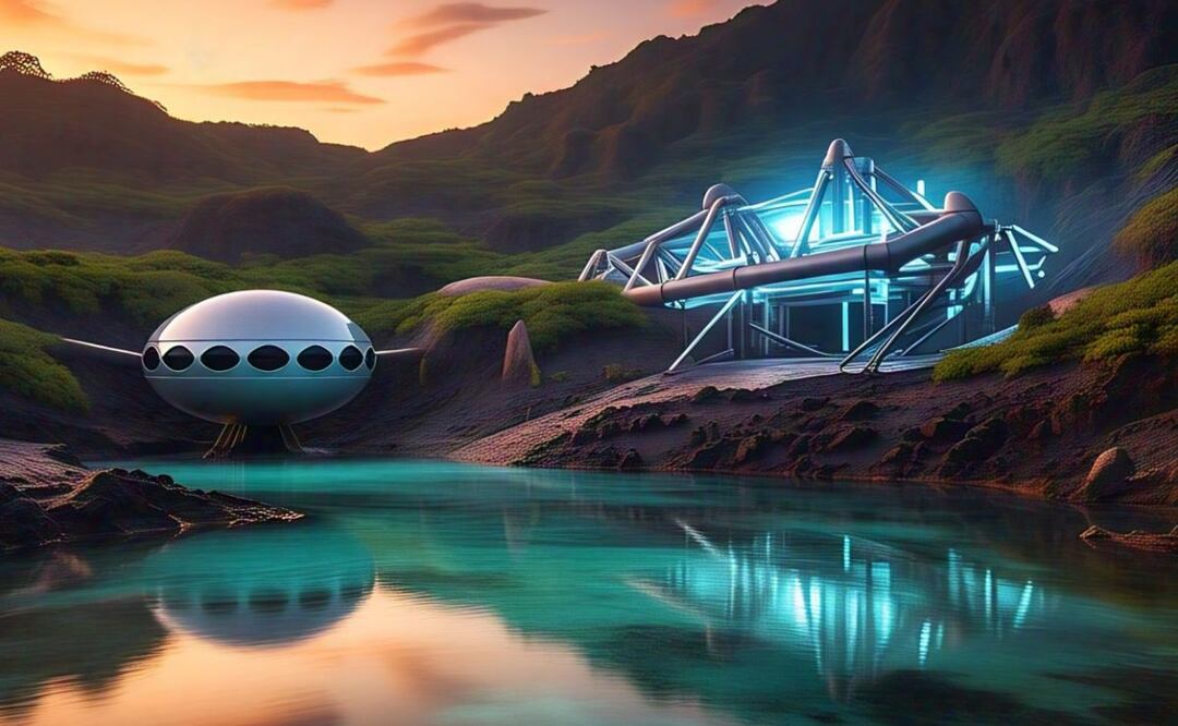 Se dice que la Laguna de Alchichica podría ser un punto de encuentro para objetos voladores no identificados | Foto: Meta IA para El Universal Puebla