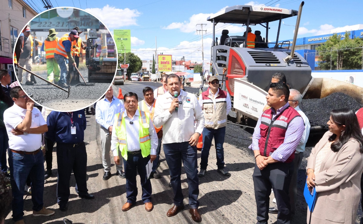 Supervisa gobernador Armenta pavimentación en Camino Real a Cholula y Zavaleta