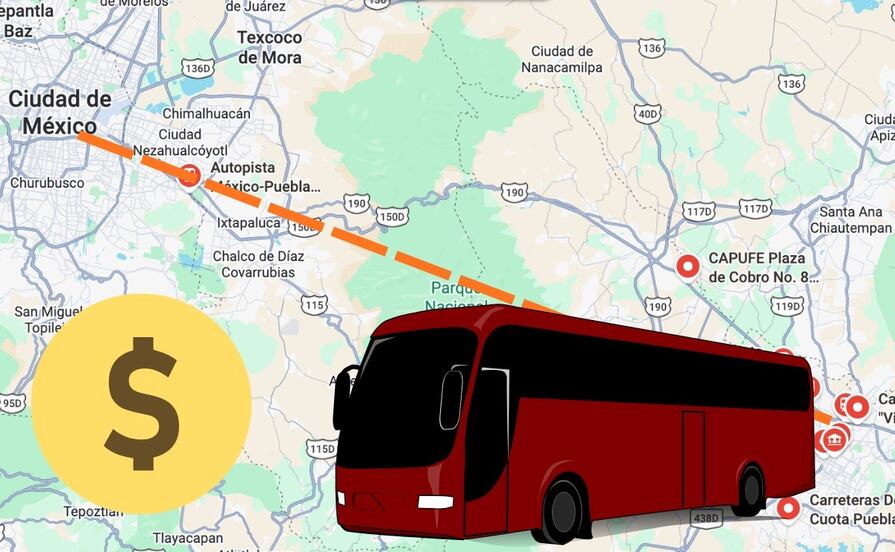 Esto cuesta viajar ahora por la autopista México-Puebla en autobús y vehículo particular