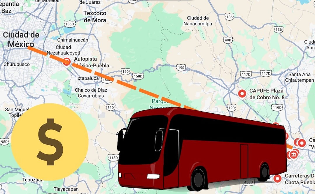 El aumento del peaje en la autopista  México-Puebla sorprendió a los viajeros | Foto: Google Maps/Canva