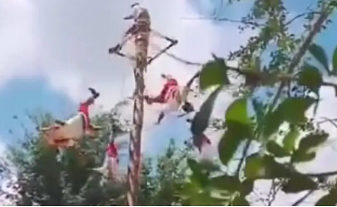 Cinco voladores de Papantla sufrieron un accidente | Foto: Captura de video