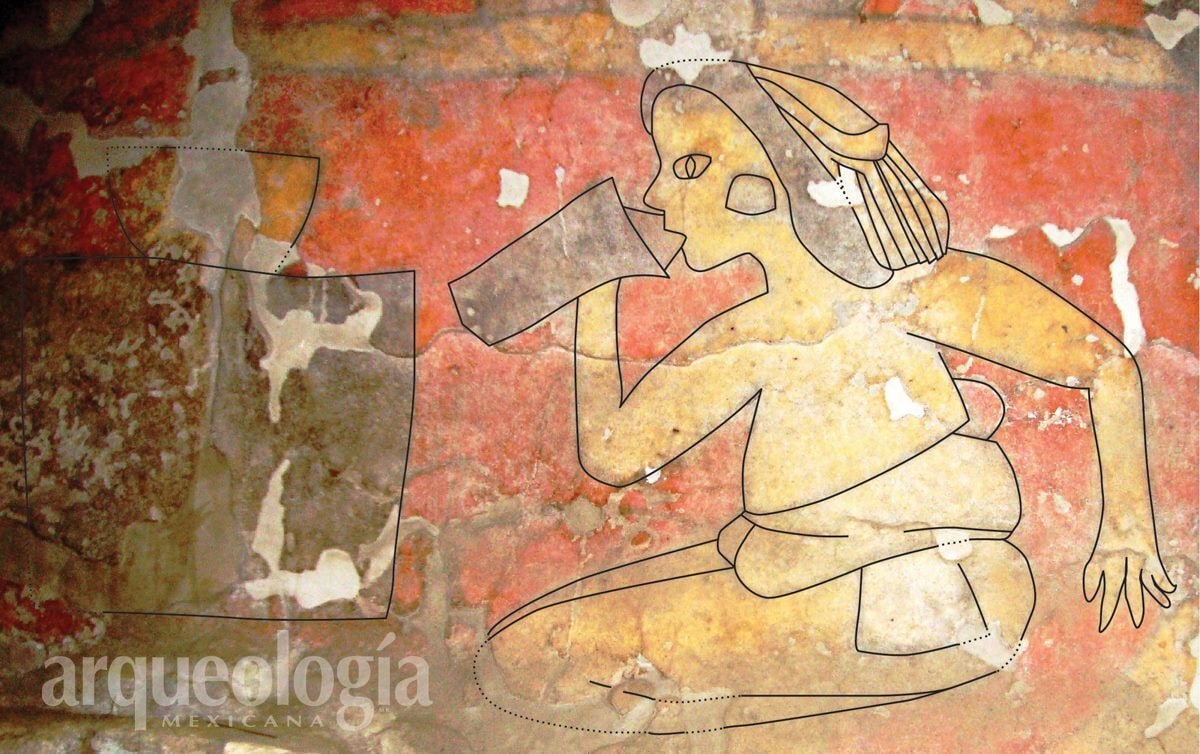 En la zona arqueológica de Cholula hay un curioso mural dedicado a los bebedores de pulque | Foto: Gabriela Uruñuela