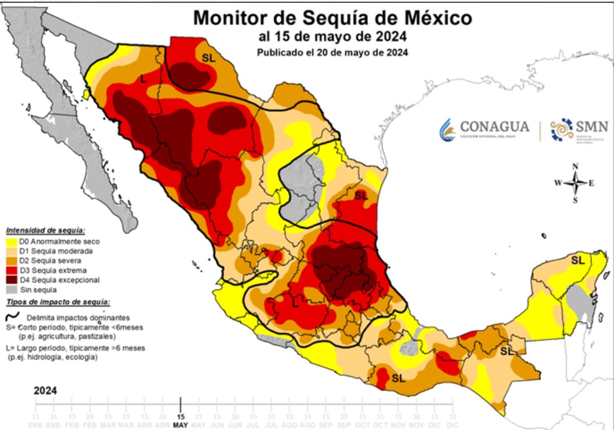 Mapa de la Conagua sobre la sequía en México | Foto: Conagua