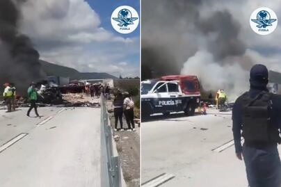 Choque e incendio de tractocamión en la Cuacnopalan-Oaxaca deja dos muertos